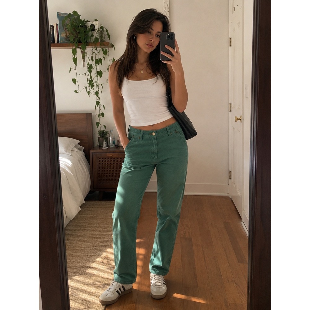 Coldwater Creek‎ Spruce Green Corduroy Straight Leg Pants Womens 4 NWT 67002